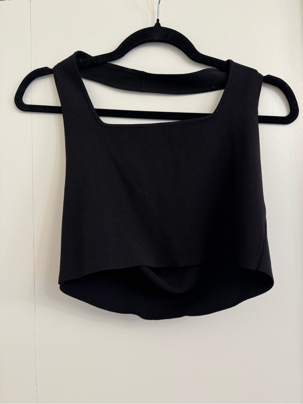 Black Square-Neck Halter Cropped Tank Top